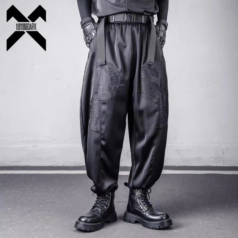 

Мужские свободные широкие брюки-джоггеры с темной вышивкой 2026: летние уличные штаны в стиле гот-панк