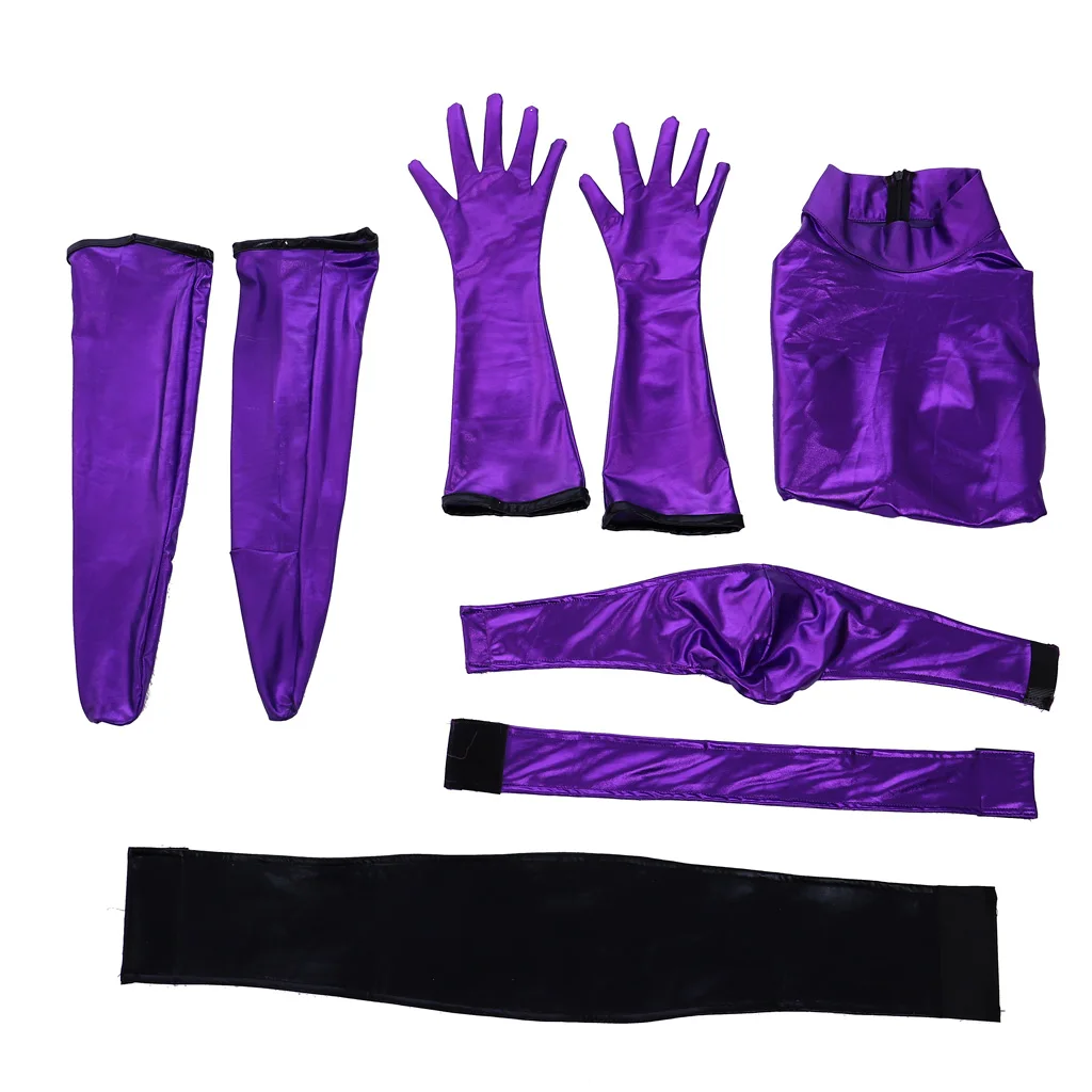 

Game Mortal Mileena Kombat Cosplay Costume Women battle Purple Jumpsuit with Mask Halloween Carnival Party Full Suit