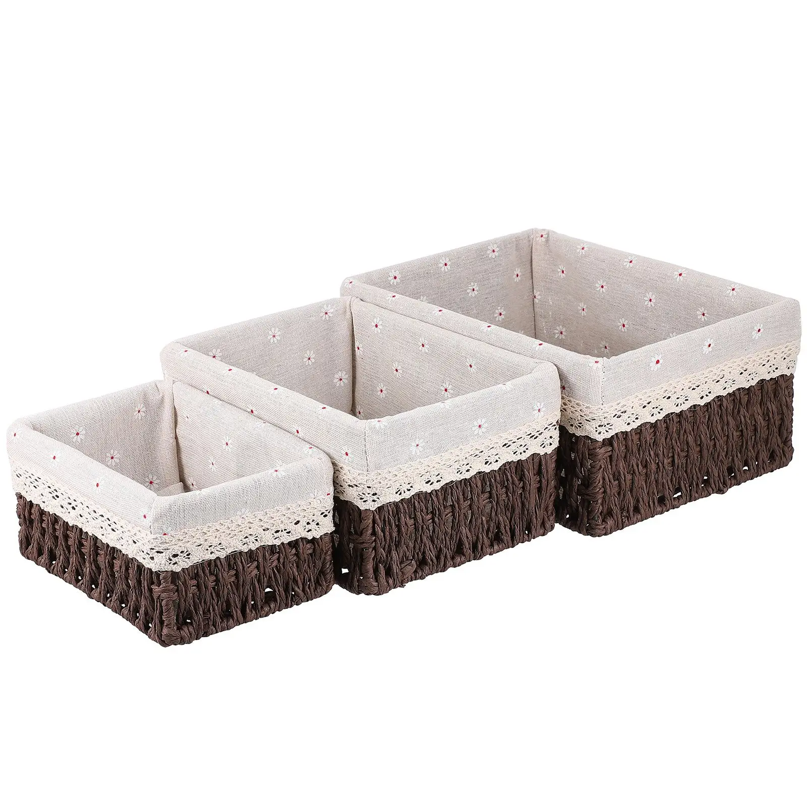

3 Pcs Rattan Storage Basket Organizer Sundries Case Tabletop Baskets Woven Household Desktop