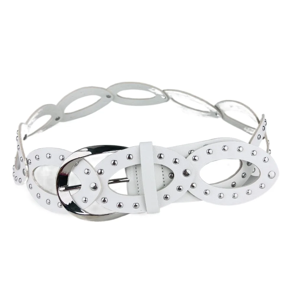 cinto-ajustavel-feminino-estilo-cowgirl-em-couro-pu-com-geometria-eliptica-vazada-fivela-de-metal-e-rebites-versatil