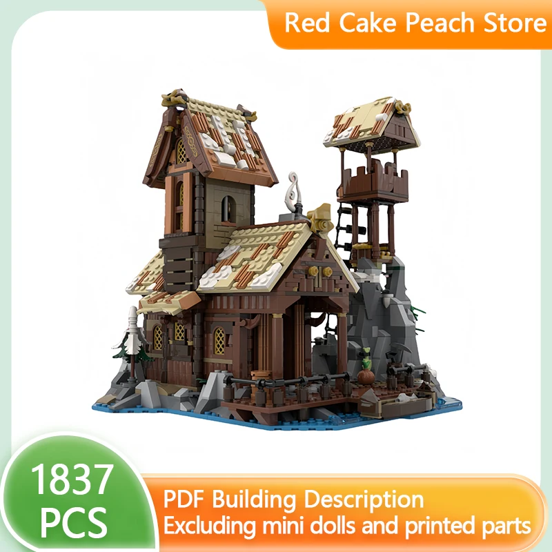 

Medieval Castle Model MOC Building Bricks Ancient Viking Port House Modular Technology Gifts Holiday Assemble Children Toys Suit