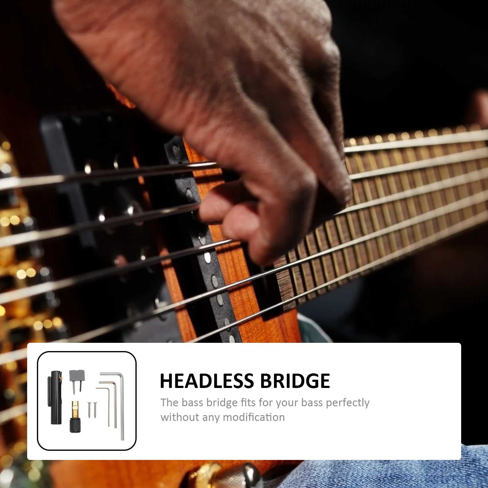 

5 Strings Headless Bridge Bass Guitar Accessories Single Round Musical Instrument
