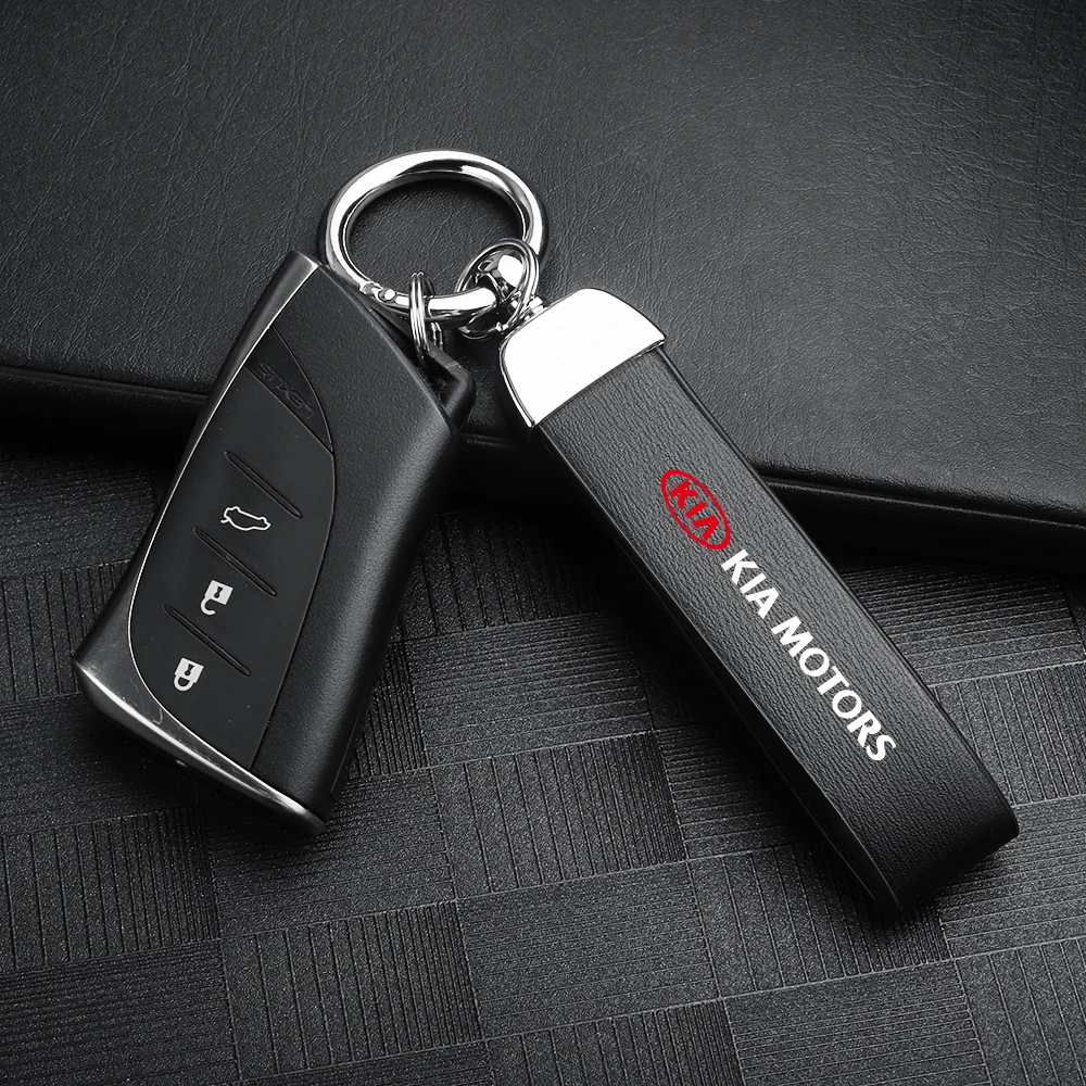 Car Leather Keyring Badge Pendant Key Holder Keychain Auto Accessories For KIA Sportage RIO Ceed Picanto Pegas Sorento Niro Soul