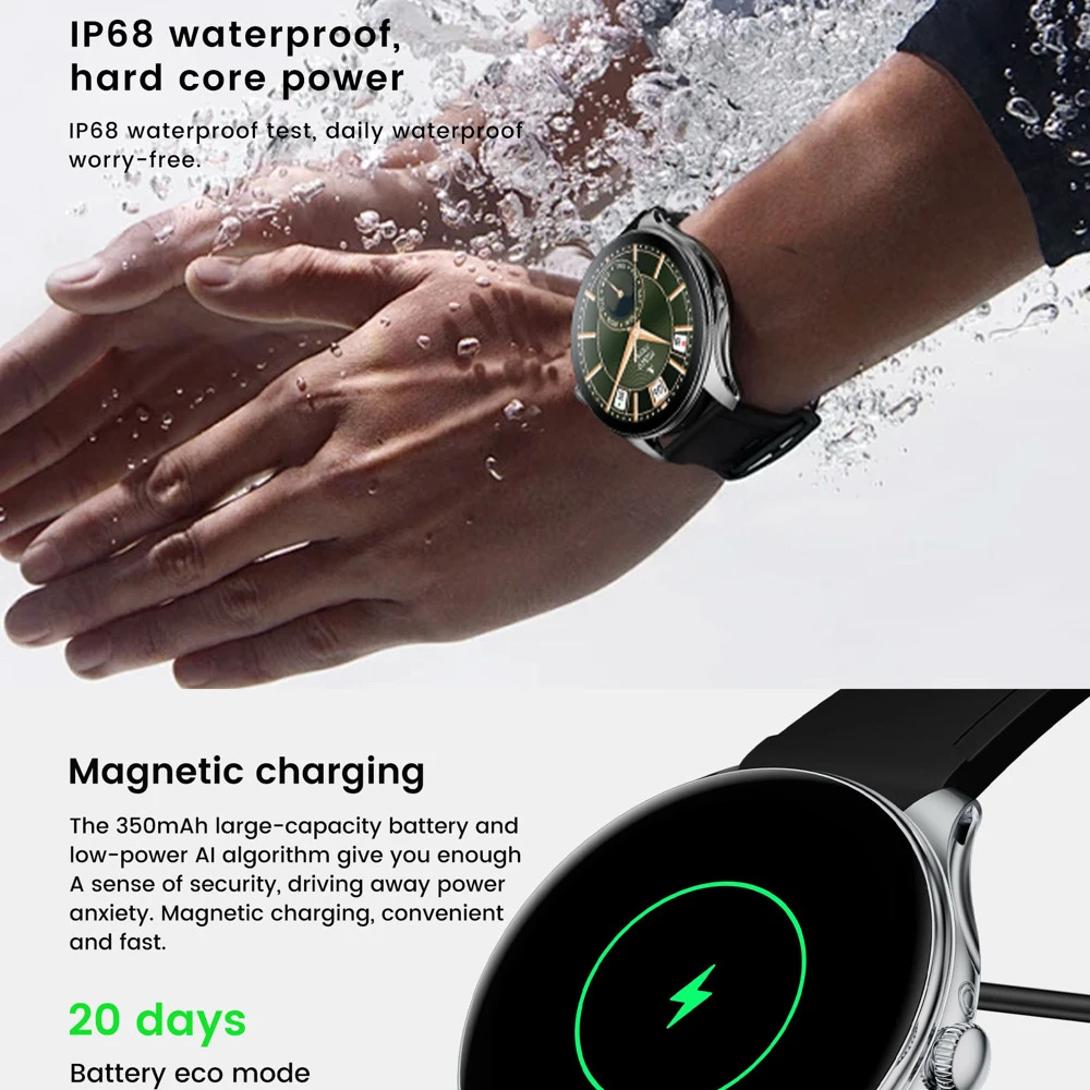 جديد في الهواء الطلق سوار AMOLED شاشة بلوتوث دعوة Smartwatch النساء مراقبة الصحة الموسيقى الرياضة الساعات الذكية سيدة مقاوم للماء