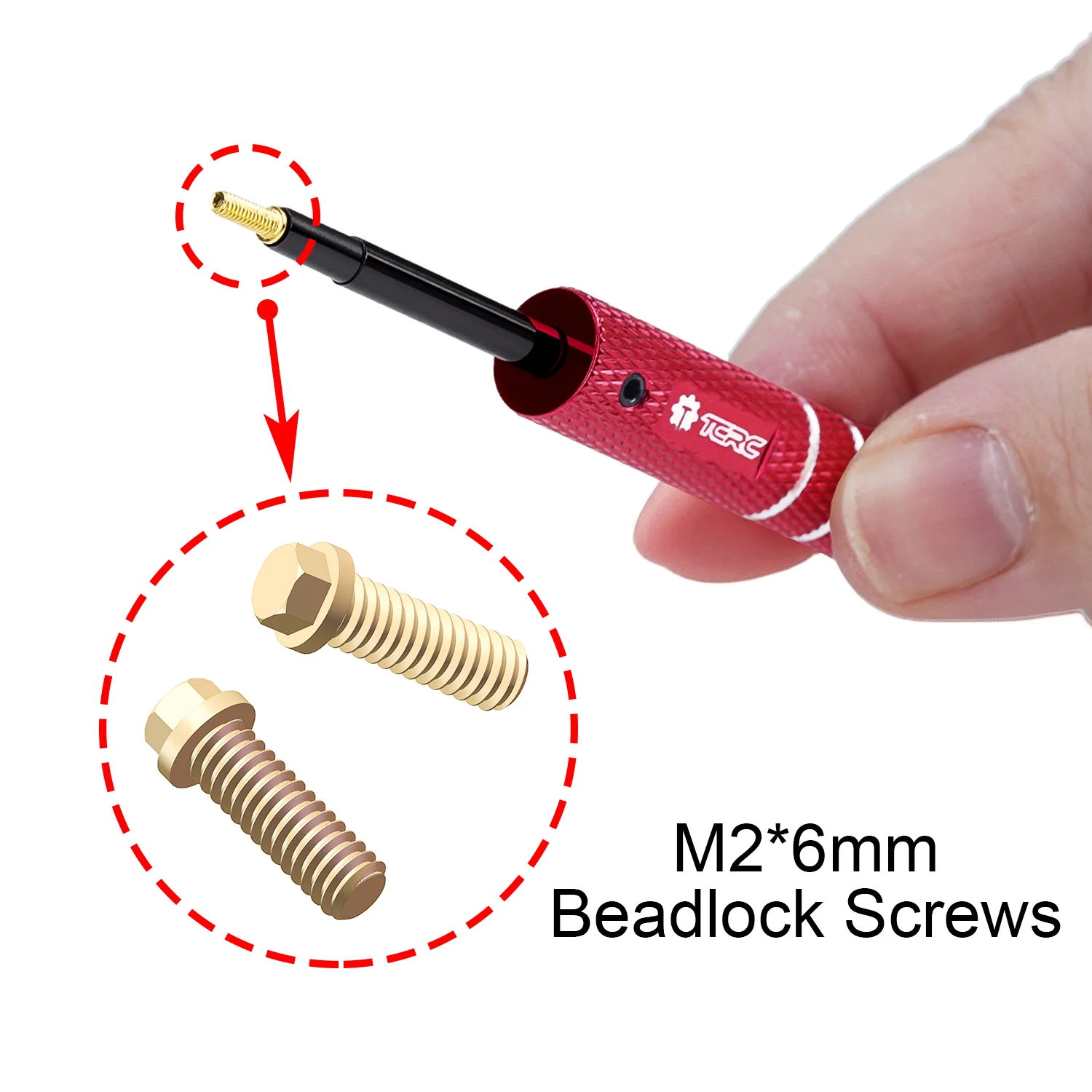 TCRC 100PCS Carbon Steel M2x6mm Beadlock Screws with Aluminum Easy Handheld Installation Tool for 1.9inch 2.2inch wheel hubs