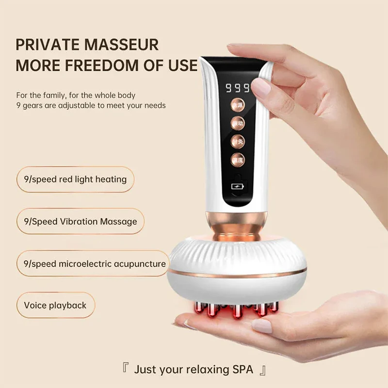 

Microcurrent Body Massager Gua Sha Electric Meridian Brush with Heated Vibration Red Light Therapy Body Slimming Anti Cellulite