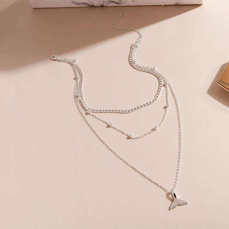 Aihua Vintage Multilayer Wasser Tropfen Mond Schloss Hamsa Hand Ketten Halsketten für Frauen Schmuck Silber Farbe Lange Anhänger Halsketten – Detail 10