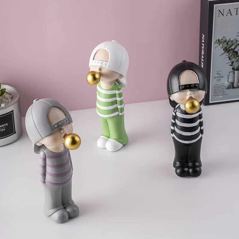 

Creative Style Bubble Girl Modern Doll Children Blowing Bubble Gum Statue Living Room Decoration Modern Gift for Girlfriend