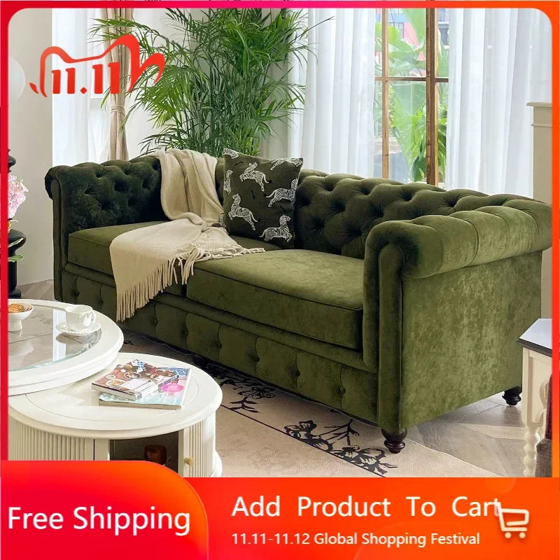 

Beauty European Velvet Sofa Fabric Lounge Green Apartment Modern Lazy Couch Luxury Italian Sitting Replica Postmodern Furniture