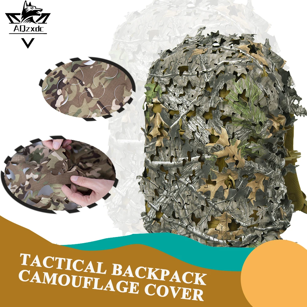 Tactical 3D Leaf Shape Backpack Cover Airsoft Laser Cut Camouflage Pack Accessories Outdoor Hunting Shooting Pouch Decoration