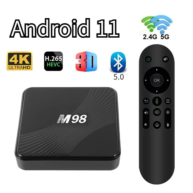 

M98 TV Box Android 11 Amlogic S905Y4 Support Dual WiFi 4G 5G BT 5.0 ATV HD 4K 3D AV1 2GB 64GB Smart Box