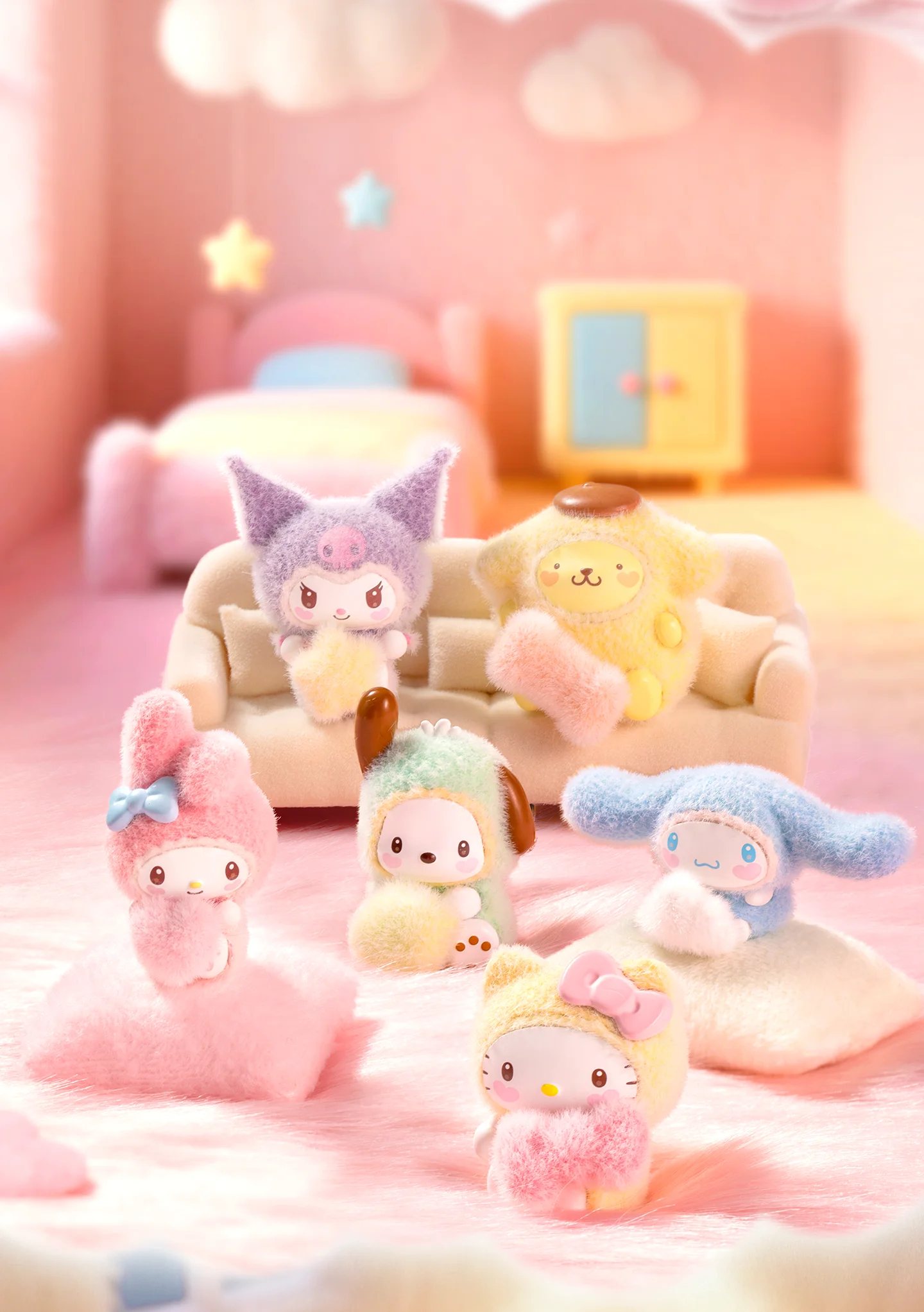 

Sanrio Family Fluffy Baby Cute Fun Bean Cute Hello Kitty Cute Blind Bag Pochacco Cinnamoroll Kuromi Melody Ornament
