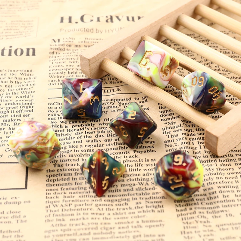 Polyhedral 7-Dice Two-Tone Swirl-DND Dice Set for RPG/MTG D4 D6 D8 D10 D% D12 D20 Dice Games 7pcs/set Family Party Board Games