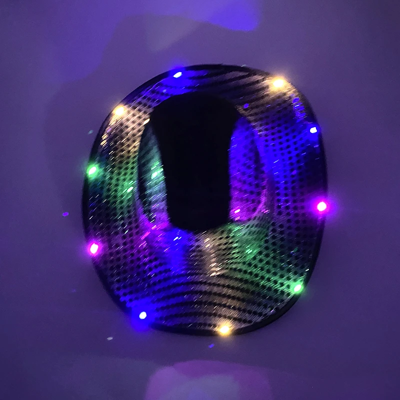 Nieuw ontwerp oplichtende cowboyhoed creatieve lichtgevende knipperende hoed maskerade carnaval gloeiende benodigdheden nachtshow neon accessoires