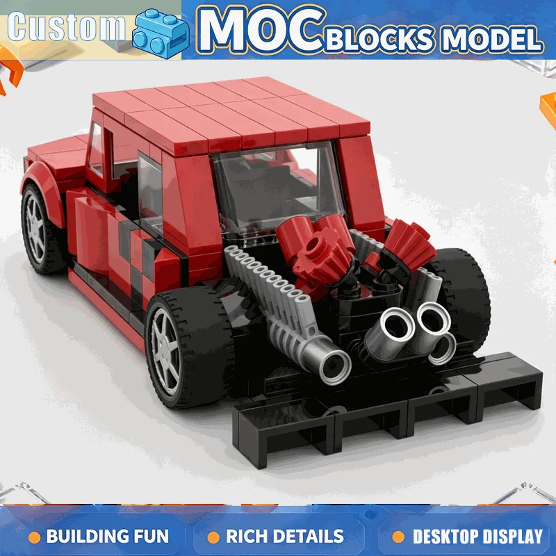 234PCS Red Heavy Duty Pickup Truck Building Blocks Off Road Utility Vehicle Model DIY Assembly Creative Collection Display Toy