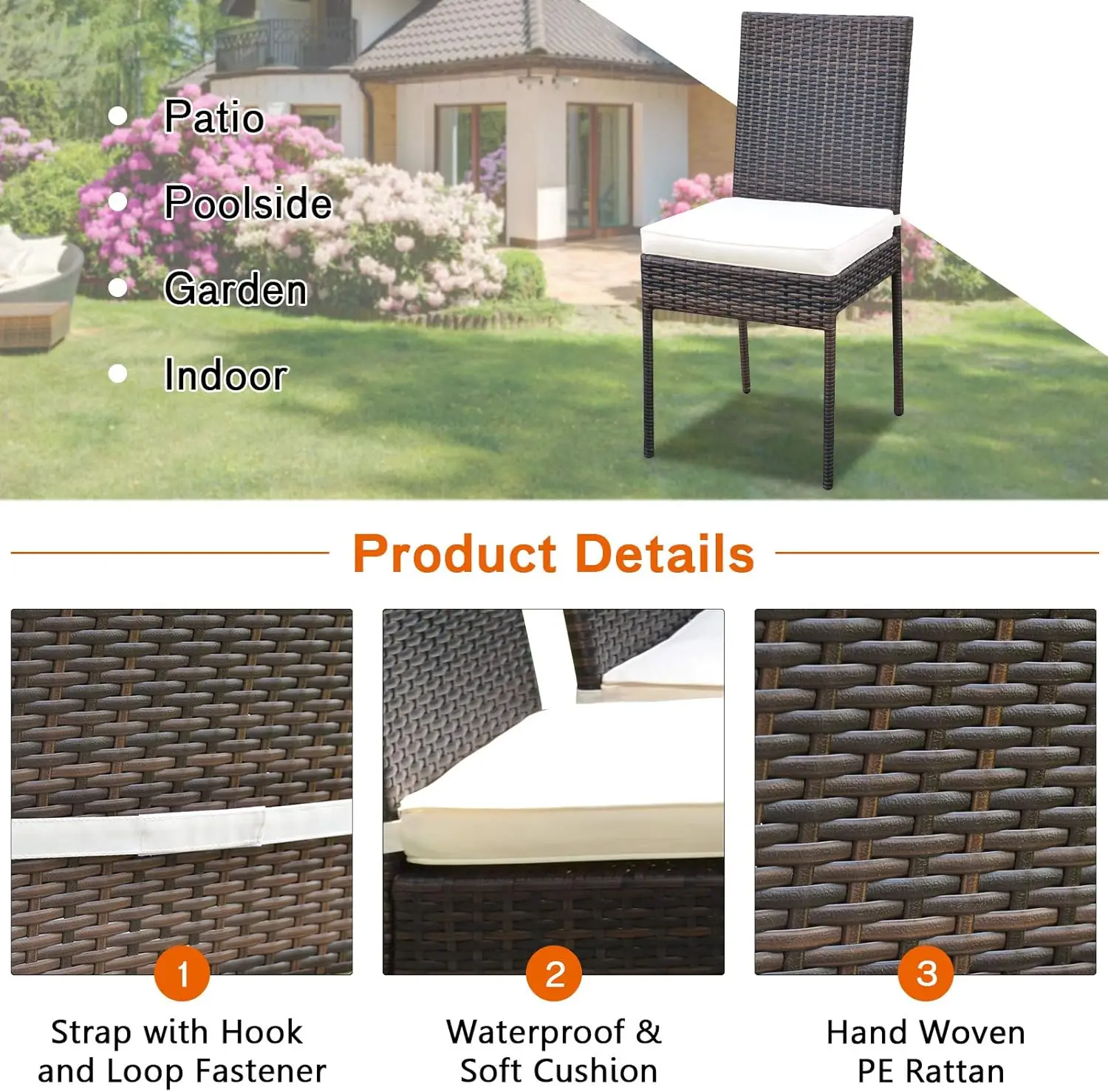 5PCS Patio Rattan Wicker Conversation Set,Outdoor Dining Table & Chairs w/Tempered Glass Table Top & Padded Cushions for Balcony