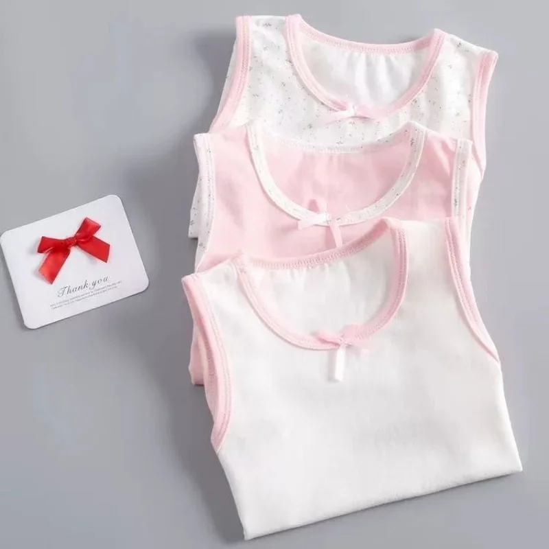 

2025 New Summer Tank Tops For Girls Cartoon Underwear Young Teens In Lingerie Cotton Sport Top Children Undershirts 3 pcs/lot