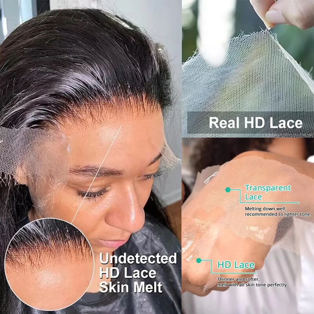 Peruca dianteira do laço da onda do corpo para mulheres, transparente HD, pré arrancada, peruca frontal de renda 360, fechamento 5x5, 13x6 de cabelo humano