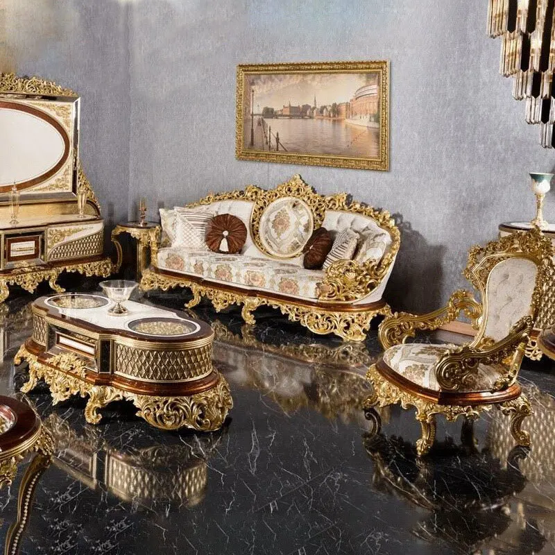 *# European Royal Classic Style Sofa Furniture Luxury Living Room Antique Carved Sofa Chairs Set