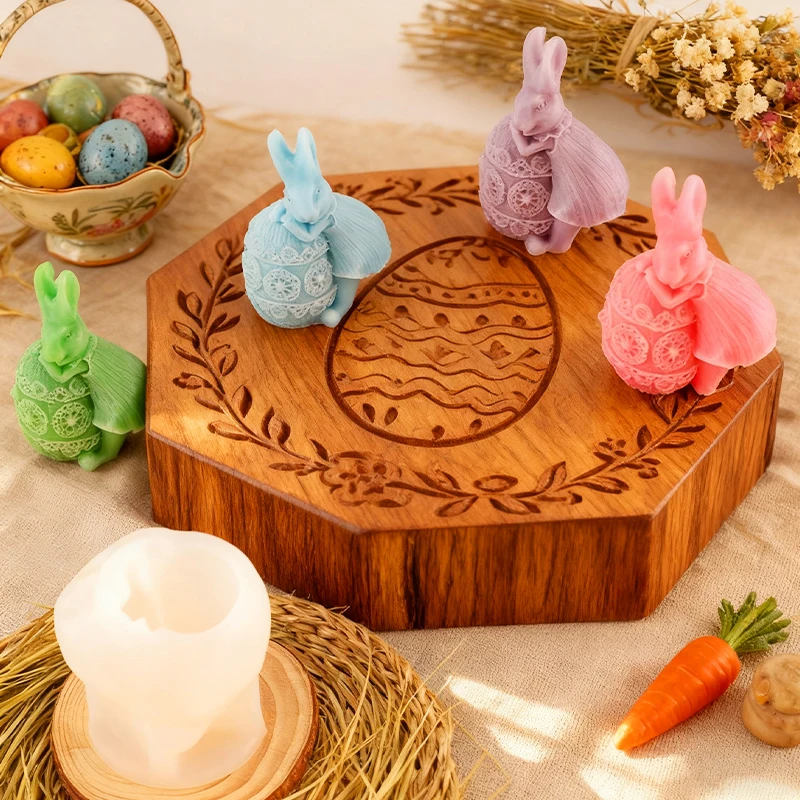 3D Kaninchen Kerze Silikonform DIY Osterei Kaninchen handgemachte Duftkerze Gipsform