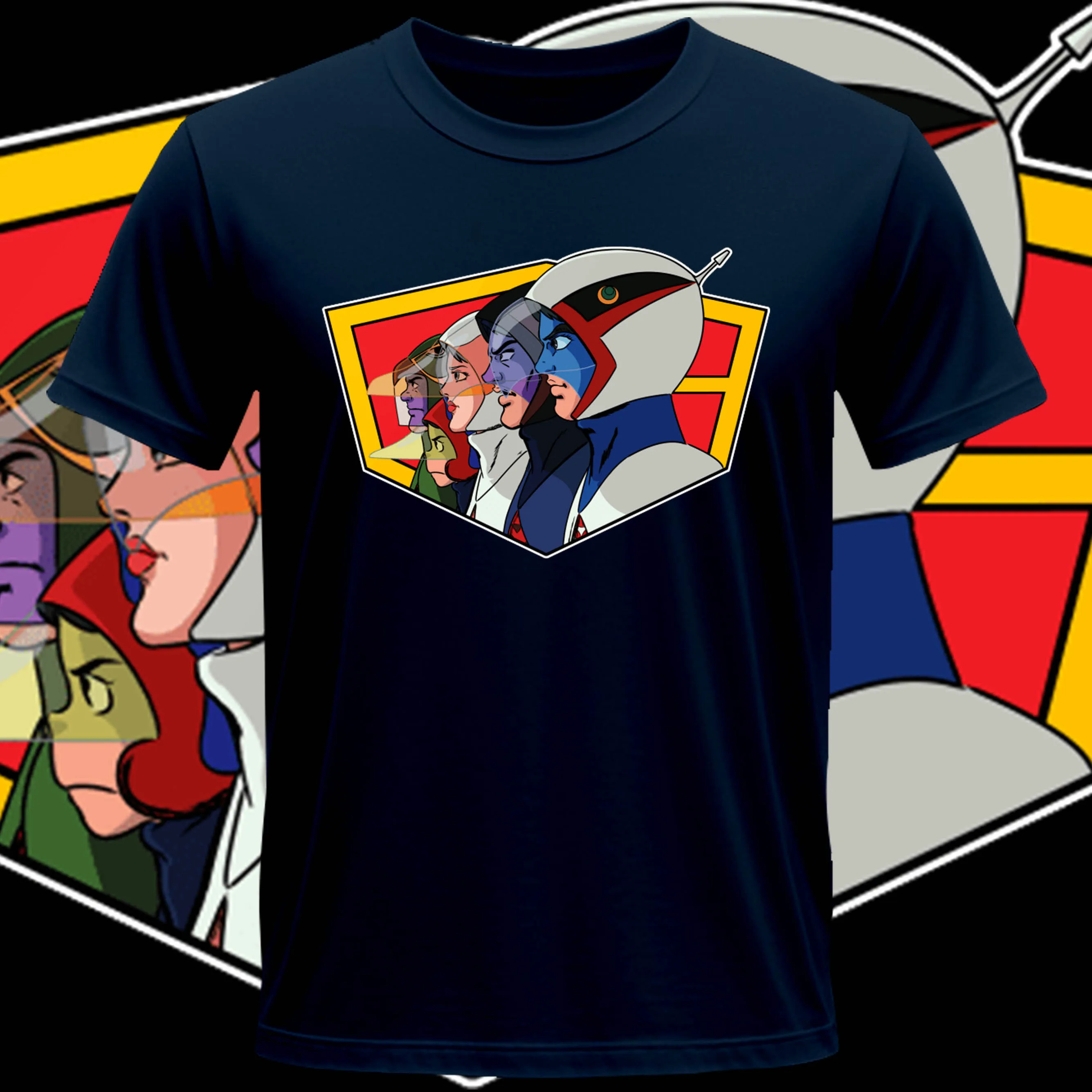Sommer-T-Shirt für Herren mit Planet Battle Gatchaman-Aufdruck, Rundhalsausschnitt, reine Baumwolle, Retro-Freizeit, große Streetwear, Sport, kurze Ärmel