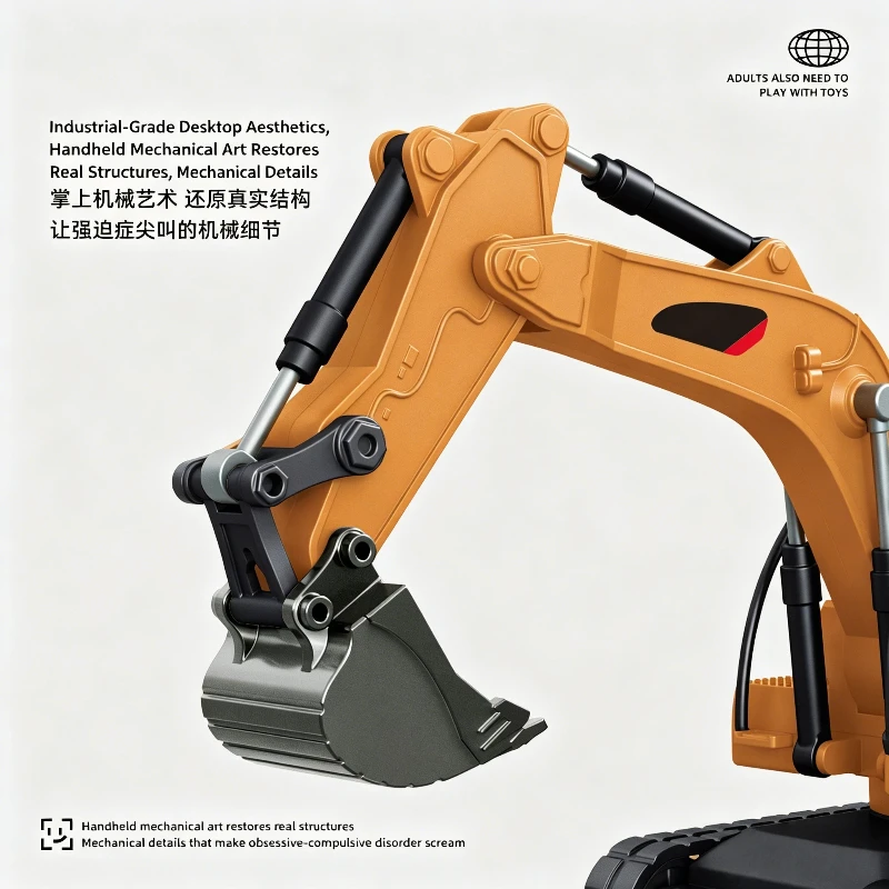 1:64 Mini Alloy Remote Control Car Small Forklift Half Scale Excavator Engineering Vehicle Model Exquisite Toy Birthday Gifts