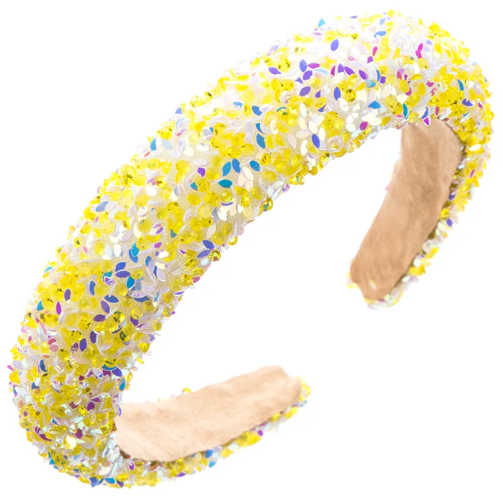 Women Girls Spring Colorful Sequin Sponge Padded Hairband Headband Adult Hair Accessories Hair Jewley