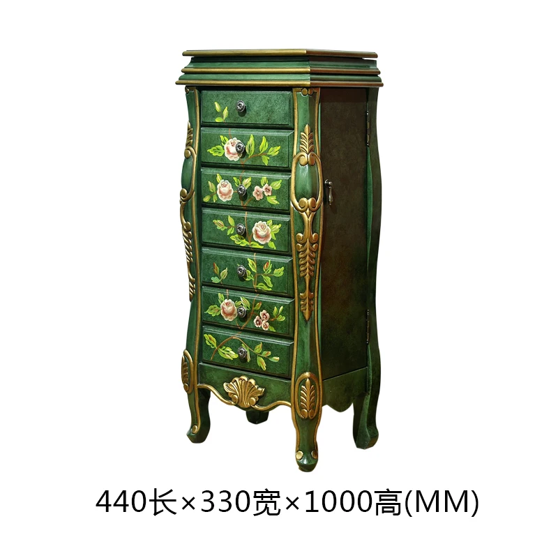 Factory Direct 2026 American rural retro jewelry cabinet solid wood hand-painted seven-chest cabinet European bedroom drawer dec