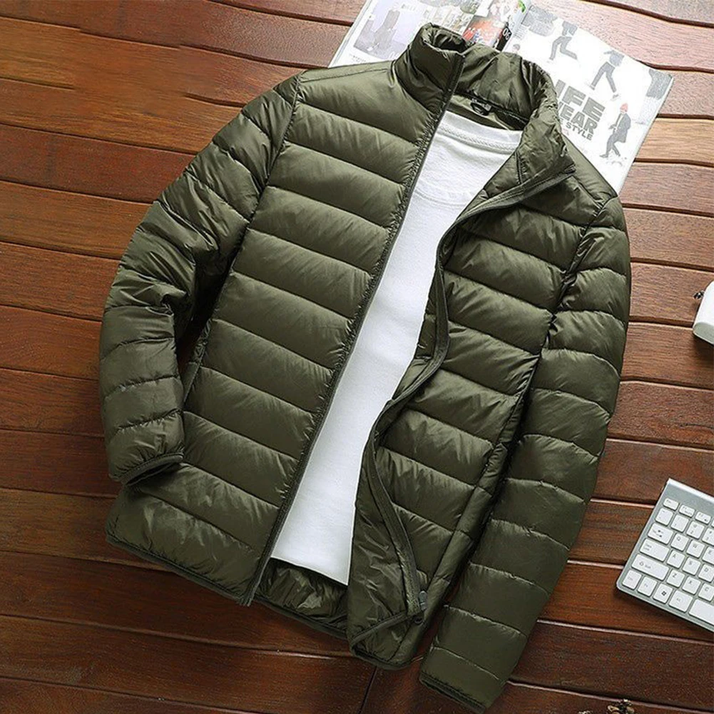 Men's Ultra Light Down Coat Can Pack Down Cotton Jacket Solid Color Long-sleeved Tops Men's Ultralight Down Cotton Jacket.