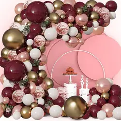 144 Pcs Burgundy Balloon Garland Set,Metal Confetti Rose Gold  Love Confession Wedding Birthday,Baby Shower,Graduation Party