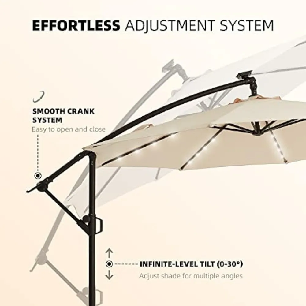 Wikiwiki 10ft Solar LED Offset hängenden Markt Sonnenschirm Hinterhof, Pool, Rasen und Garten, einfache Neigung verstellung