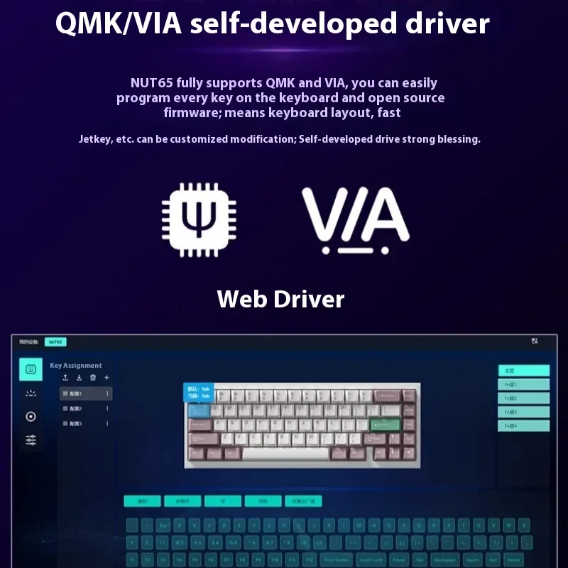 WEIKAV NUT65 لوحة المفاتيح الميكانيكية مجموعة الألومنيوم اللاسلكية ثلاثي الوضع مخصص الساخن مبادلة Rgb طوقا دعم QMA VIK مكتب الألعاب Keyoard