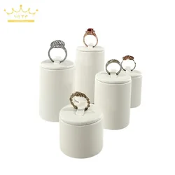 Earrings Rings Display Organizer Exhibitors Jewelry Props White Brushed Leather Jewelry Rack Ear Stud Storage Holder