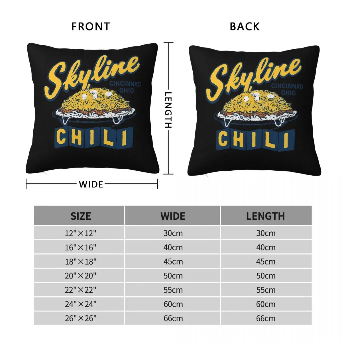 Skyline Chili Cincinnati Square Pillowcase Polyester Linen Velvet Creative Zip Decorative Pillow Case Home Cushion Case