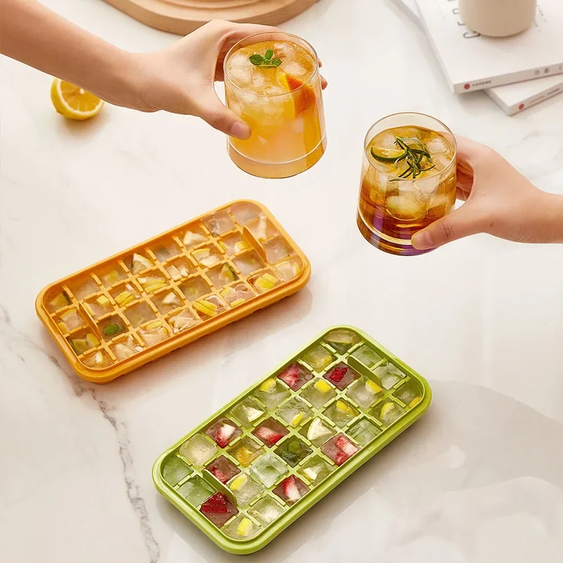 New Tepy 64 Slots Ice Cube Molds Trays with Lid Creative 2 in 1 Ice Cube Molds and Storage Box Remove Ice with One Click