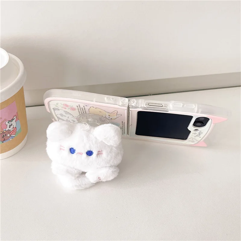 Cat Ear Cartoon Rabbit Phone Case for Samsung Galaxy Z Flip 6 5 4 3 Protective Back Cover for ZFlip4 ZFlip5 ZFlip6 Case Shell