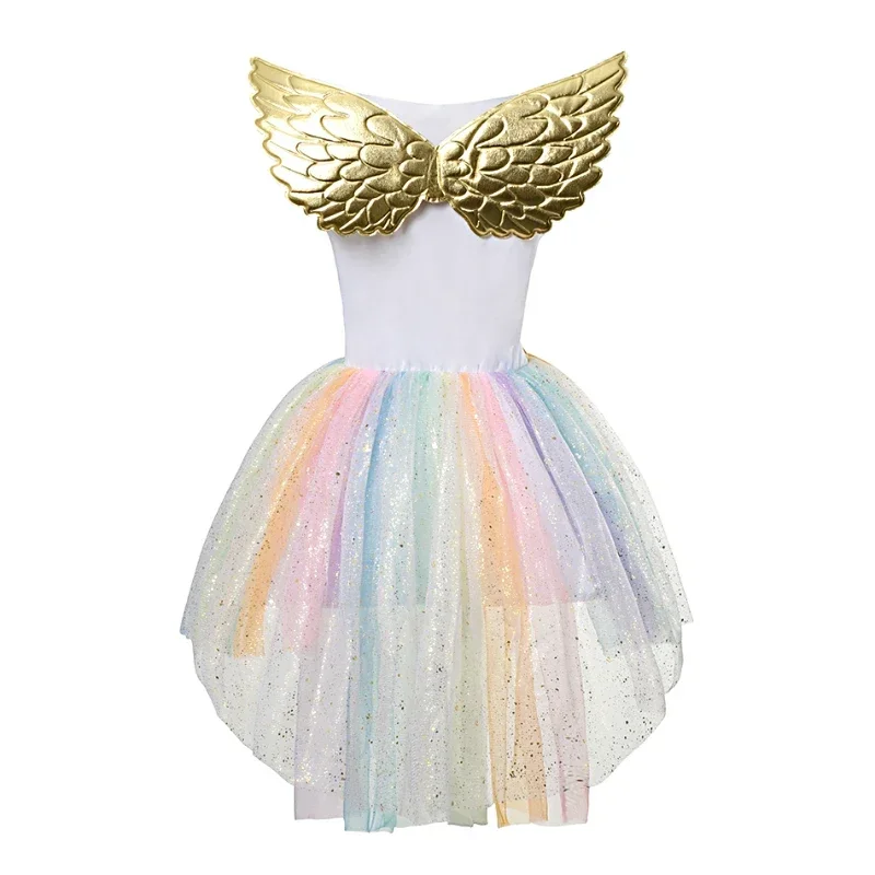 SN88 Cosplay For 3-10 Years Girls Unicorn Dress Rainbow Ball Gown Baby Princess Birthday Dresses Party Halloween Costume ne*#2@5