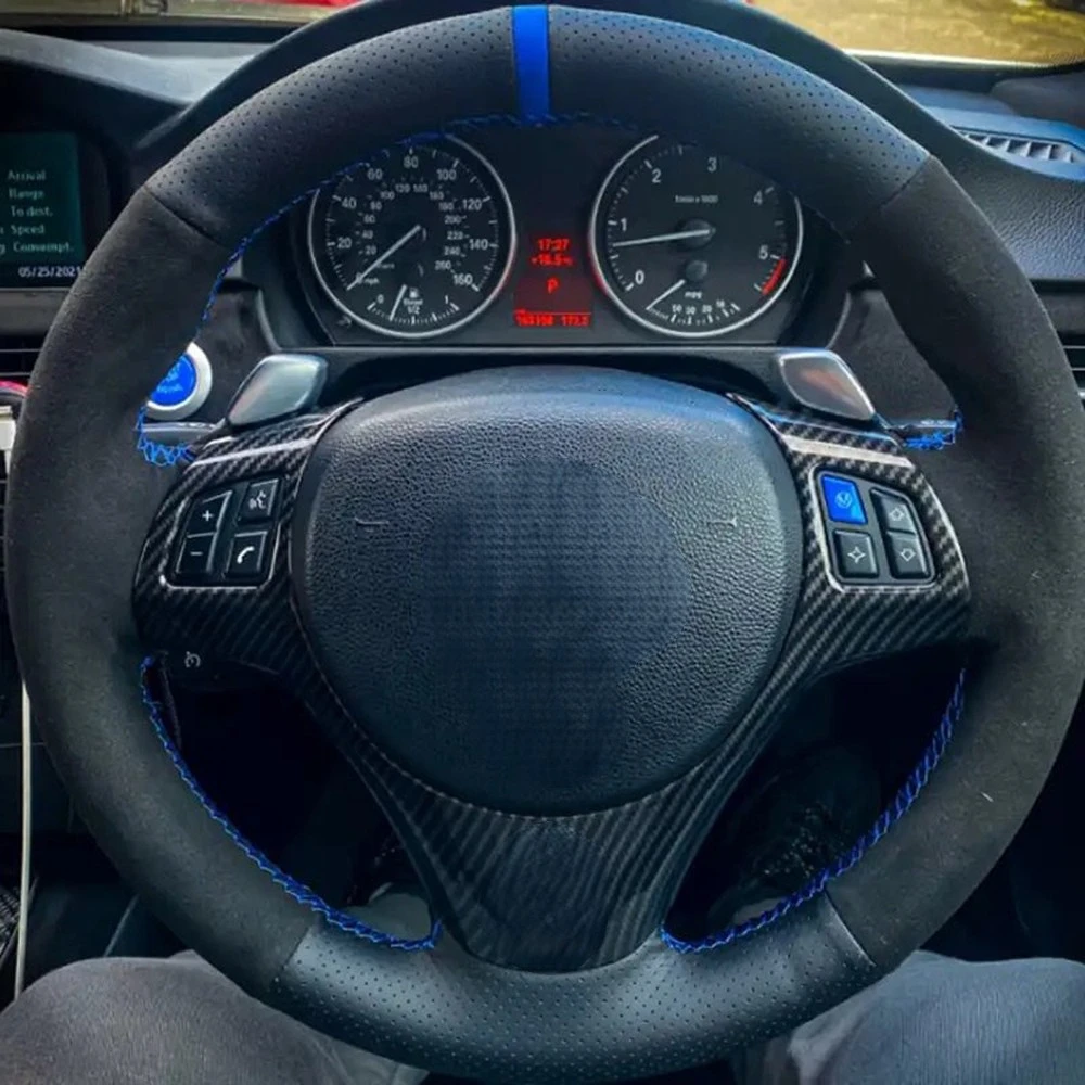 Non-Slip Suede Leather Car Steering Wheel Cover Braid For BMW M Sport M3 E87 E81 E82 E88 X1 E84 E90 E91 E92 E93 Car Accessories image 2