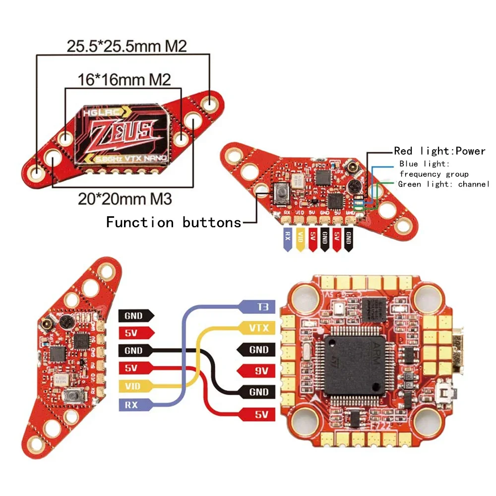 ميكروفون مدمج لطائرات سباق FPV الصغيرة ، طائرات بدون طيار ميكرو أجزاء ديي ، HGLRC Zeus Nano VTX G 40CH mW ، 16x16 ، 20x20 ، 10000x25 ، 5 【