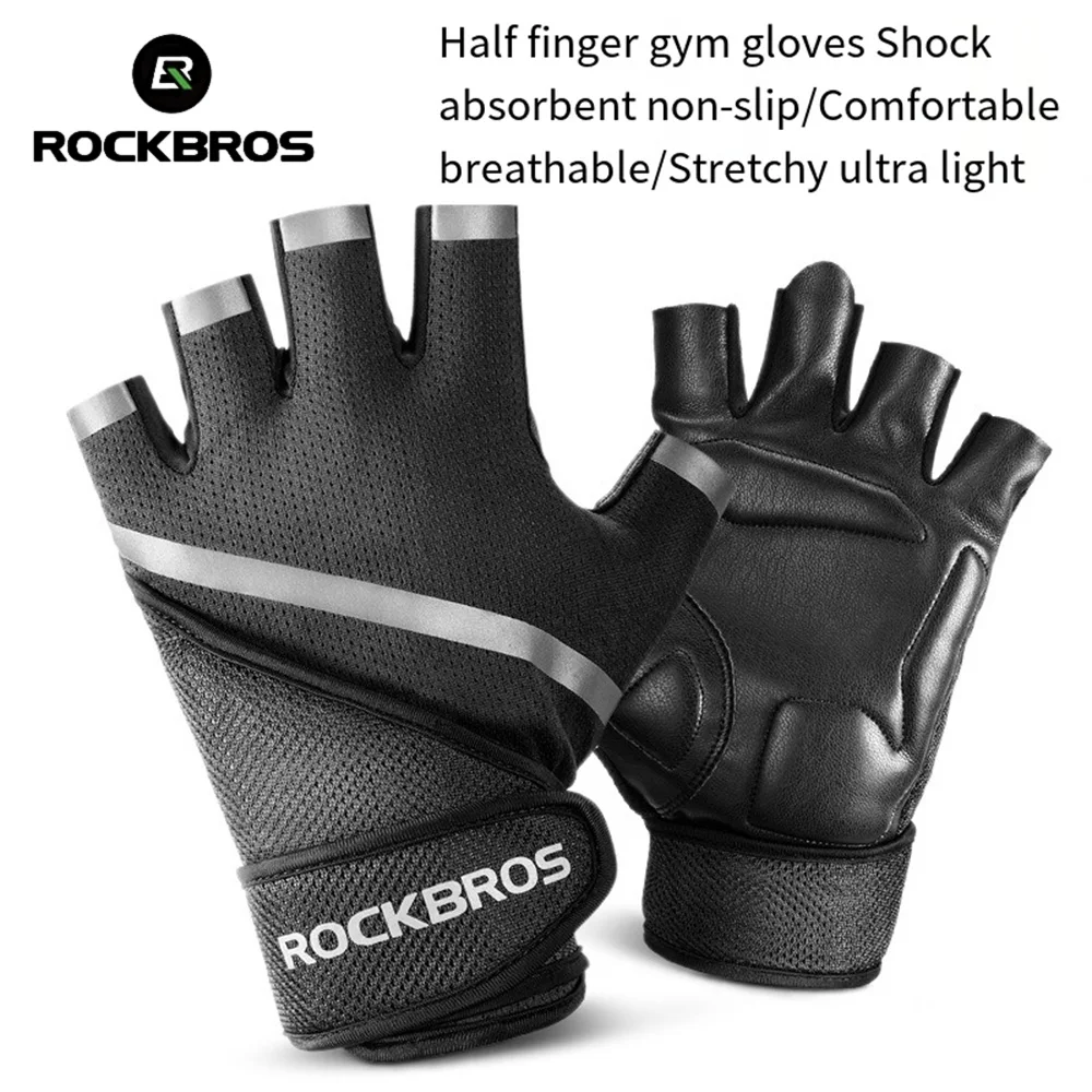 ROCKBROS Half Finger Fitness Gloves,Men and Women Gym Dumbbell Equipment Exercise Gloves,Velvet Fill,Lightweight Shock Absorbent