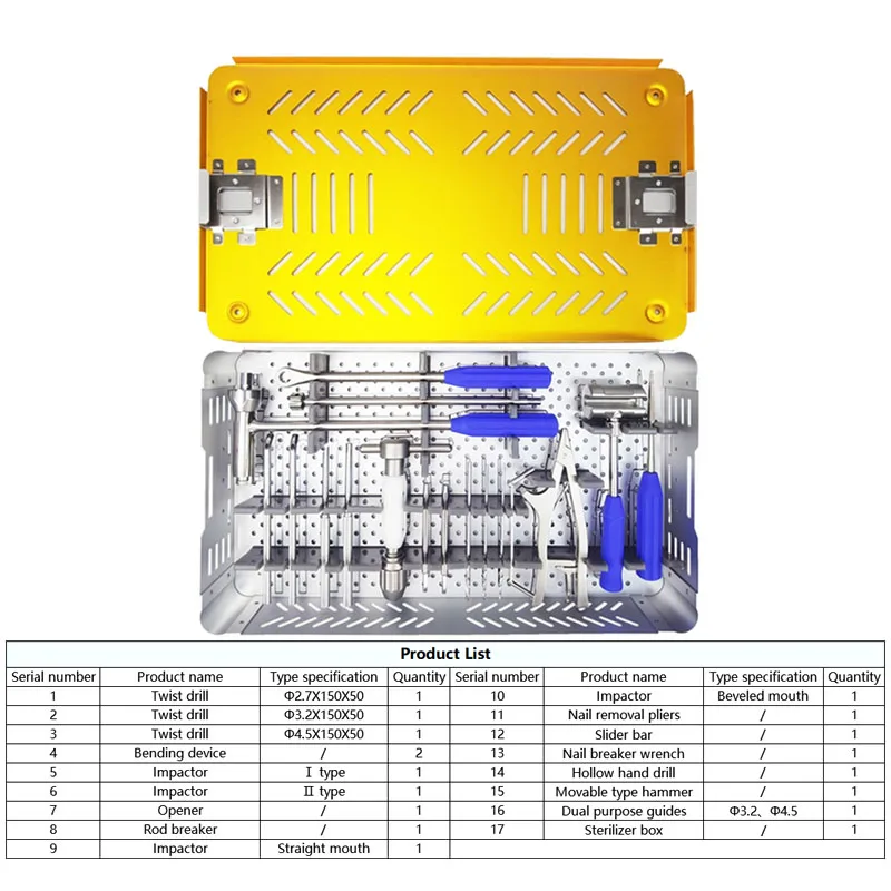 GREATLH Flexible Intramedullary Nail Instrumentation Kit Movable Type Hammer Orthopedic Surgery Instrument