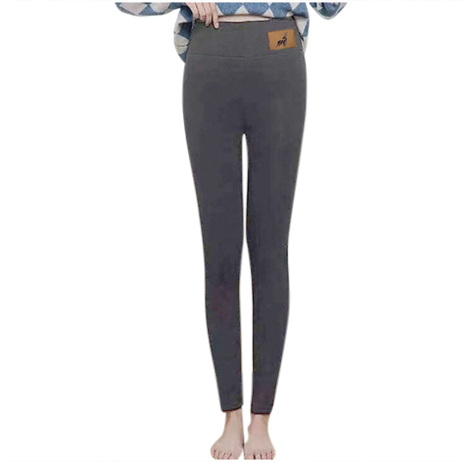 Leggings da donna invernali foderati in pile velluto tenere in caldo pantaloni Leggings a vita alta donna solido confortevole elastico termico