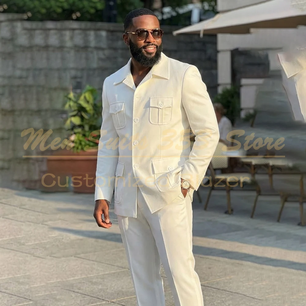 

Elegant Wedding White Men's Suits Stylish Jodhpuri Blazer Customzied Groomsmen 2 Piece Jacket Pants Outfits Male Clothing