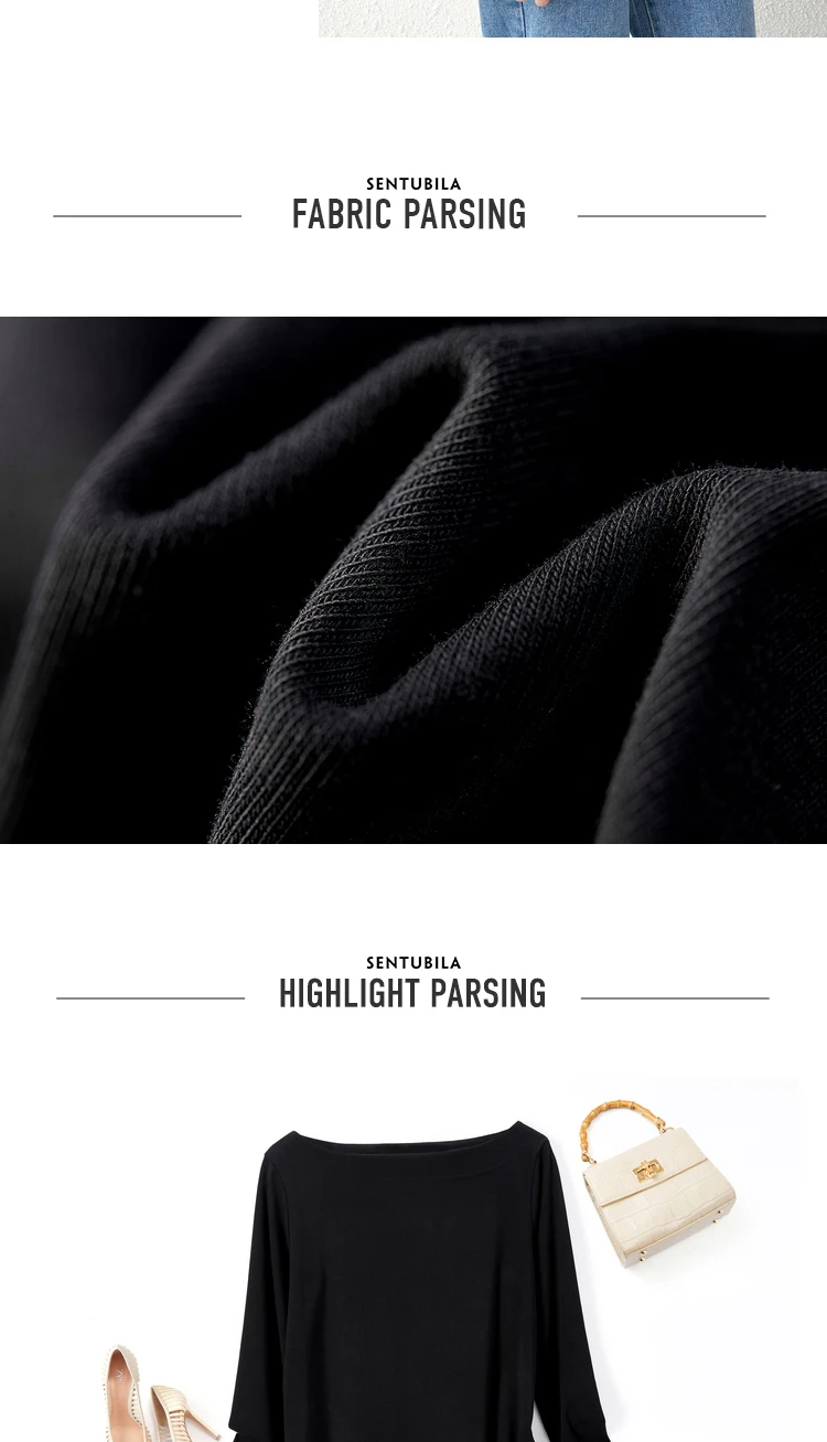 Sentubila Baumwolle Shirts 2023 Frühling Herbst Solide Bodenbildung Tops Oansatz T-shirts Streetwear Temperament Pullover 111T34249 – Detail 9