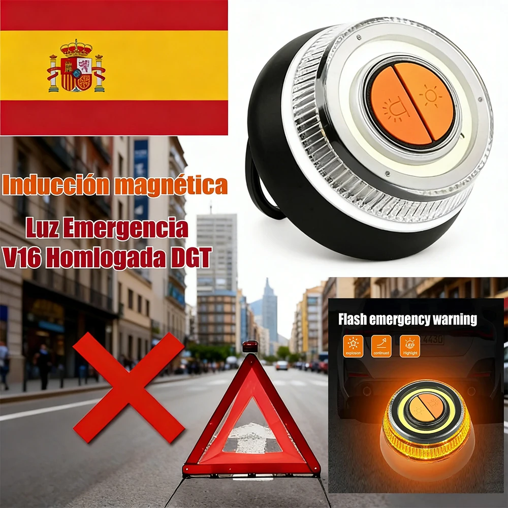 

Rechargeable V16 Explosion Flashing Light LED Emergency Help Flash Light Magnetic Induction Strobe Flashing Warning Light