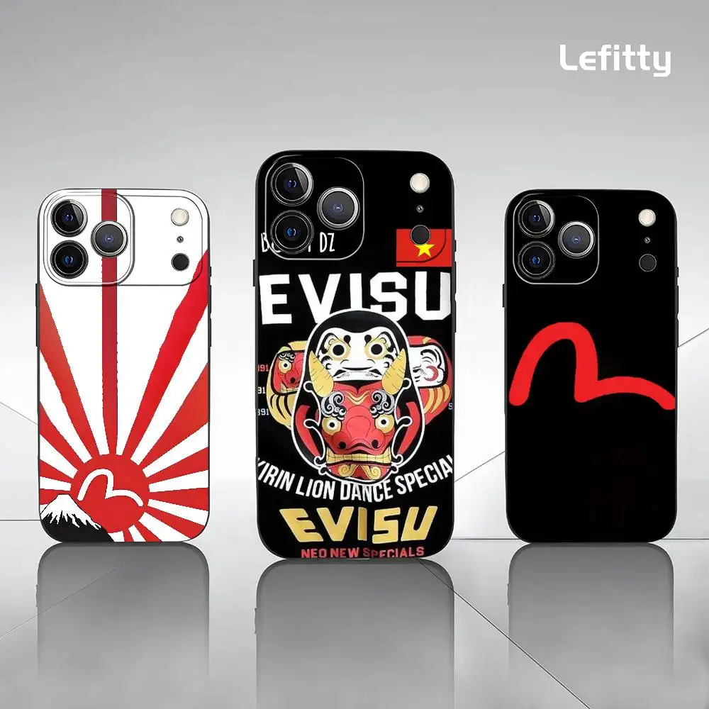 Модный роскошный чехол для телефона E-EVISU для iPhone 15 14 13 12 11 Pro Xs Max Mini XR X 7 8 Plus, черный матовый мягкий чехол Funda