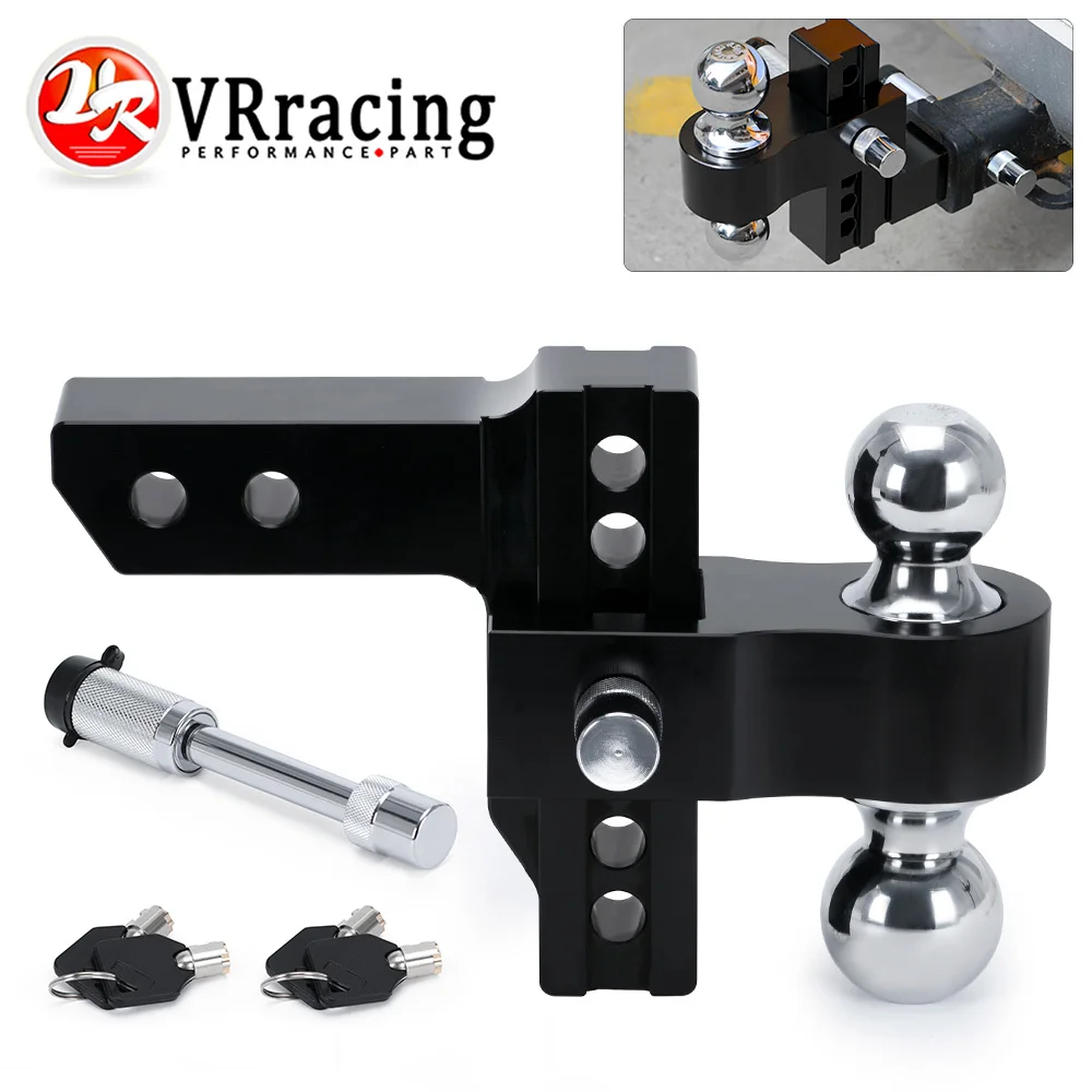 

Adjustable Trailer Hitch 2" Receiver 6" Drop/Rise Drop Hitch 12500 LBS GTW Ball Mount 2" 2-5/16" Dual Towing Ball Double Locks