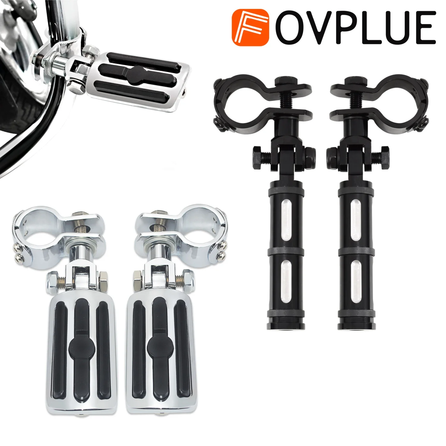 

1" 1.25" Motorcycles Engine Guard Highway Front Footrest For Harley Yamaha Suzuki Honda Sportster Softail Dyna FXBR Classic FLHC