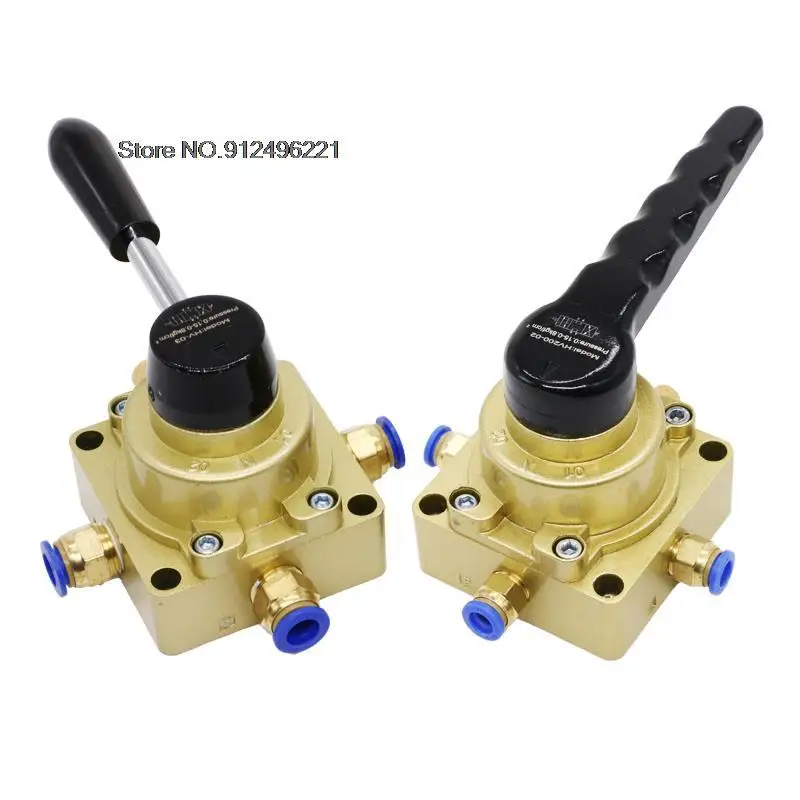 HV Pneumatic Hand Lever Valve Center Closed HV-02 HV-03 HV-04 4 Way 3 Position 1/4 3/8 1/2 BSPT