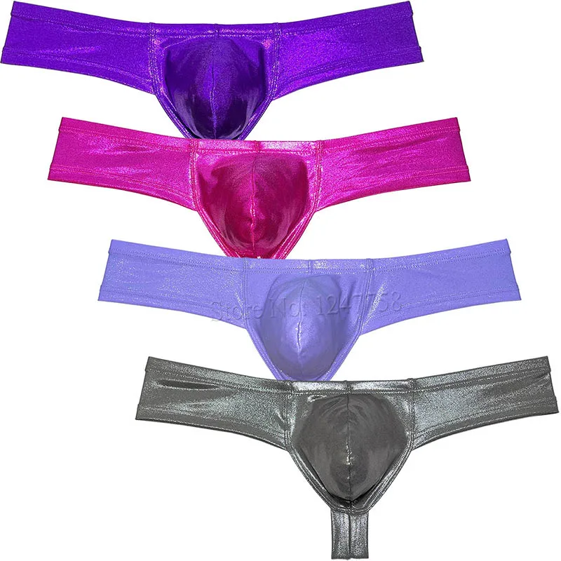 Men\'s Shiny Mini Cheeky Swimwear Micro Bikinis Showy Swim Trunks Solid Comfy Male Bikini Briefs